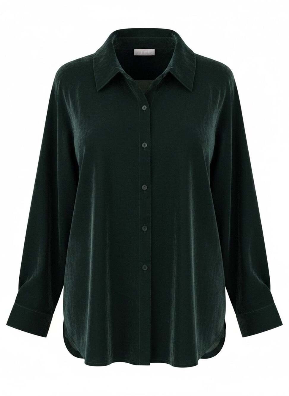 J. Jill Velvet Button Down Top Green Long Sleeve Shirt